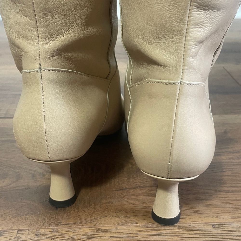 Anthropologie Pull On Nude Heeled Boots Size 38 US 7.5 - Picture 7 of 14